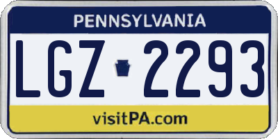 PA license plate LGZ2293