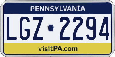 PA license plate LGZ2294