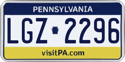 PA license plate LGZ2296