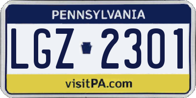 PA license plate LGZ2301