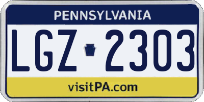 PA license plate LGZ2303