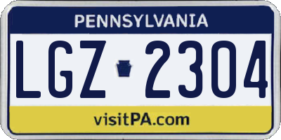 PA license plate LGZ2304