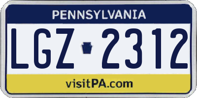 PA license plate LGZ2312