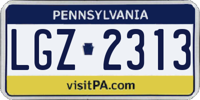 PA license plate LGZ2313