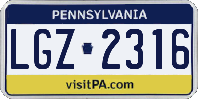 PA license plate LGZ2316