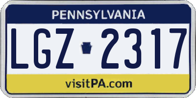 PA license plate LGZ2317
