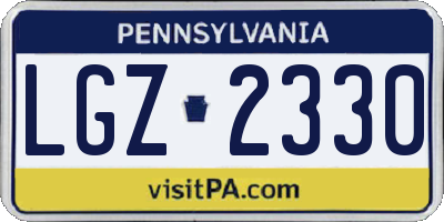PA license plate LGZ2330