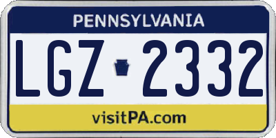 PA license plate LGZ2332