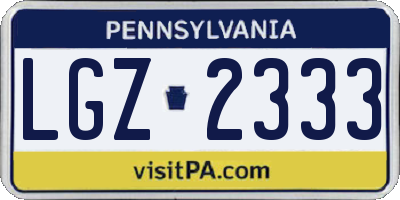 PA license plate LGZ2333
