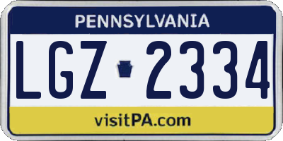 PA license plate LGZ2334
