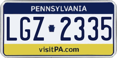 PA license plate LGZ2335
