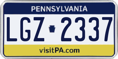 PA license plate LGZ2337