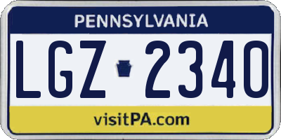 PA license plate LGZ2340