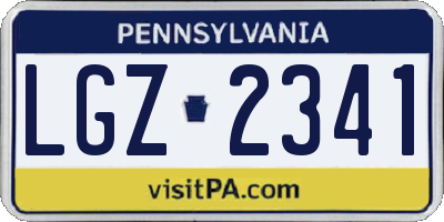PA license plate LGZ2341