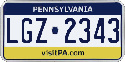 PA license plate LGZ2343