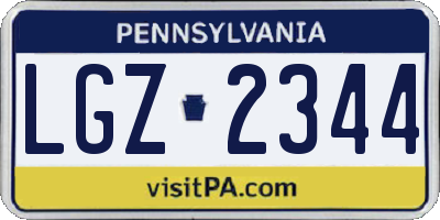 PA license plate LGZ2344