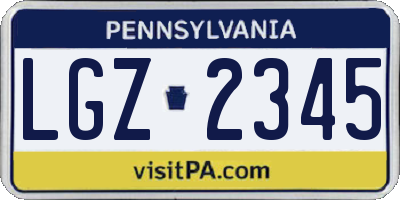 PA license plate LGZ2345