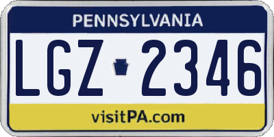 PA license plate LGZ2346
