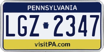 PA license plate LGZ2347