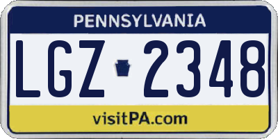 PA license plate LGZ2348