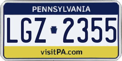 PA license plate LGZ2355