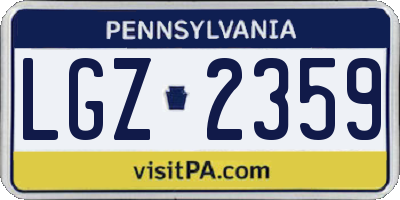 PA license plate LGZ2359