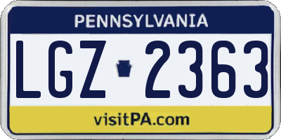 PA license plate LGZ2363