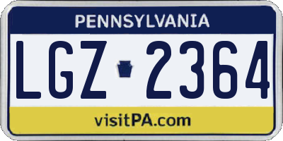 PA license plate LGZ2364