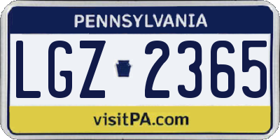 PA license plate LGZ2365
