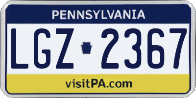 PA license plate LGZ2367