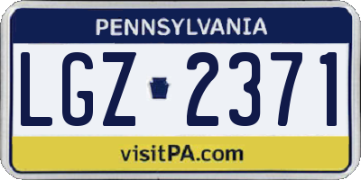 PA license plate LGZ2371