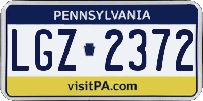 PA license plate LGZ2372