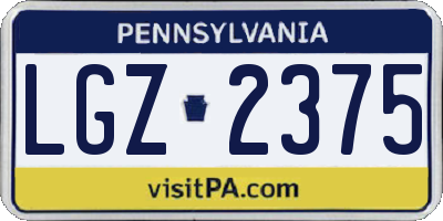 PA license plate LGZ2375