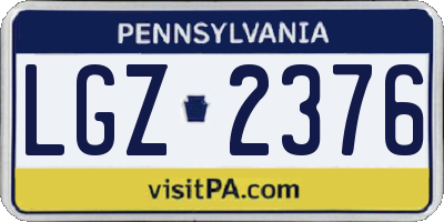PA license plate LGZ2376