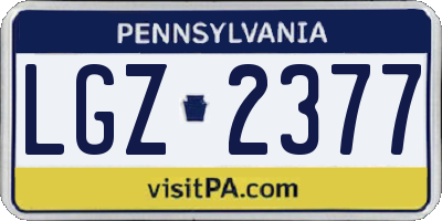 PA license plate LGZ2377