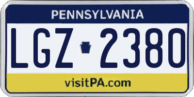 PA license plate LGZ2380