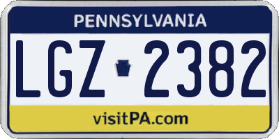 PA license plate LGZ2382