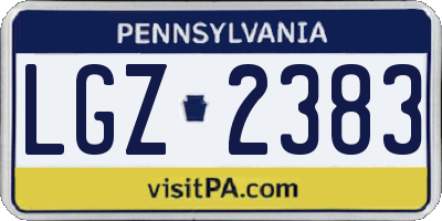 PA license plate LGZ2383