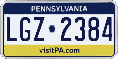 PA license plate LGZ2384