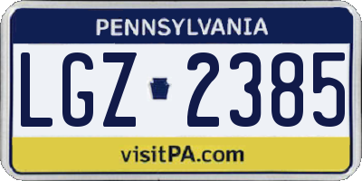 PA license plate LGZ2385