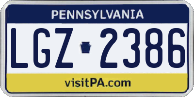 PA license plate LGZ2386
