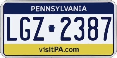 PA license plate LGZ2387
