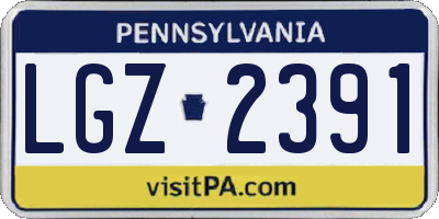 PA license plate LGZ2391