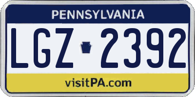 PA license plate LGZ2392