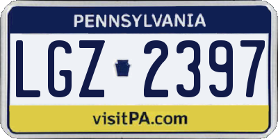 PA license plate LGZ2397