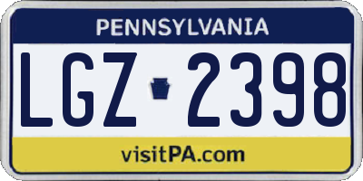 PA license plate LGZ2398