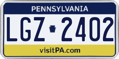 PA license plate LGZ2402