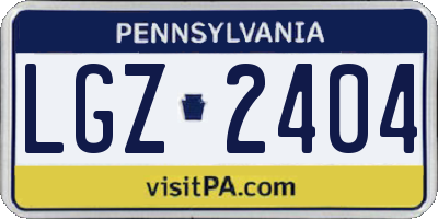 PA license plate LGZ2404