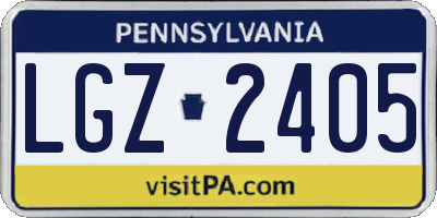PA license plate LGZ2405