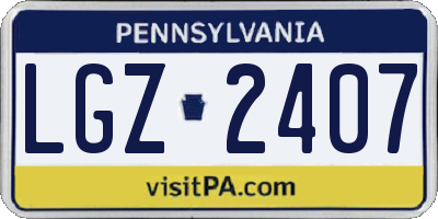 PA license plate LGZ2407